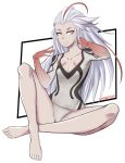  ai:_the_somnium_files aiba_(ai:_the_somnium_files) artist_request barefoot expressionless highlights highres long_hair multicolored_hair red_eyes sitting white_hair 