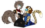  2019 5_fingers anthro ash_(ashkelling) black_spots blue_eyes clothed clothing digital_media_(artwork) duo felid female fingers fur grey_body grey_fur hypnosis kathrin_vaughan kittydee leopard male mammal mind_control pantherine simple_background smile snow_leopard spots spotted_body spotted_fur twokinds webcomic white_background 