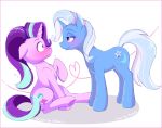  2019 blush dstears duo equid equine esmeia female female/female friendship_is_magic horn mammal my_little_pony simple_background starlight_glimmer_(mlp) trixie_(mlp) unicorn white_background 