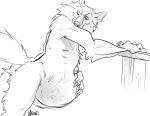  abdominal_bulge anthro belly big_belly black_and_white canid canine canis claws haifisch_ehrlich male male_pred mammal monochrome nude oral_vore signature simple_background vore wolf 