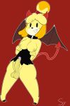  absurd_res animal_crossing anthro breasts canid canine collar crossgender gynomorph hi_res intersex invalid_tag isabelle mammal nintendo penis sketchy_yvun sketchyyvun video_games wings 