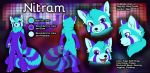  2016 4_toes abluedeer ailurid ambiguous_gender anthro black_nose blue_body blue_fur english_text fur looking_at_viewer mammal model_sheet nitram_hu nude paws purple_body purple_eyes purple_fur red_panda smile solo text toes 