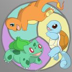  1:1 2018 blue_body blue_eyes blue_skin bulb bulbasaur charmander circle claws digital_media_(artwork) fire grass_type green_body green_skin group happy hi_res lewd_lotl nintendo open_mouth orange_body orange_skin paws plant poison_type pok&eacute;mon pok&eacute;mon_(species) red_eyes reptile salamander_(disambiguation) scalie shell smile squirtle symbol turtle turtle_shell video_games water_type 