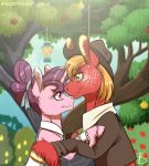  2019 big_macintosh_(mlp) clothing dress earth_pony equid equine female friendship_is_magic hat headgear headwear horn horse inuhoshi-to-darkpen lantern male mammal my_little_pony pony romantic_couple sugar_belle_(mlp) suit tree unicorn wedding_dress 