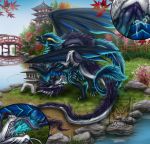 2019 blue_penis claws day detailed_background dragon drerika duo feral feral_on_feral feral_penetrated feral_penetrating feral_penetrating_feral fur furred_dragon grass hi_res horn knot male male/male male_penetrated male_penetrating male_penetrating_male membrane_(anatomy) membranous_wings open_mouth outside penetration penis scales scalie sky spines teeth tongue water western_dragon wings 