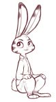  anthro barefoot bate_(artist) black_and_white bottomwear clothed clothing dipstick_ears disney facial_markings head_markings head_tuft inner_ear_fluff jack_savage lagomorph leporid male mammal markings monochrome multicolored_ears pants rabbit scut_tail shirt simple_background sitting sketch solo topwear white_background zootopia 