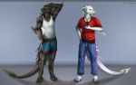  16:10 2019 anthro black_body black_feathers blue_eyes bottomwear claws clothed clothing digital_media_(artwork) digitigrade drakanguis fangs feathers forked_tongue hand_behind_head hi_res kei100 male muscular pants pit_organ scalie shirt shorts simple_background solo standing t-shirt talons tank_top tongue tongue_out topwear valkyriafreyja vile_(vile) white_body white_feathers yellow_eyes 