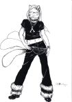  2011 absurd_res belt black_and_white canid canine collar fox girly hi_res mammal monochrome multi_tail solo 