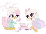  &lt;3 anatid anseriform avian bird clothing disney duck ducktales ducktales_(2017) dumbmoredumb hi_res lena_(ducktales) makeup mirror signature webby_vanderquack 