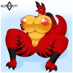 1:1 anthro big_breasts breasts dragon female hand_on_breast hi_res huge_breasts kloudmutt nipples nude pussy scalie solo spread_legs spreading 