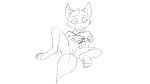 16:9 anthro black_and_white bottomless canid canine clothed clothing female mammal misterpickleman monochrome paws pussy simple_background sketch solo taylor_knight white_background 