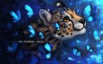  2019 ambiguous_gender arthropod black_nose butterfly cheetah digital_media_(artwork) felid feline feral flashw fur group insect lepidopteran mammal spots spotted_body spotted_fur 