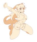  2019 absurd_res anthro breasts canid canine clothed clothing digital_media_(artwork) female hair hi_res kneeling mammal midriff navel simple_background smile solo takiminada tongue 