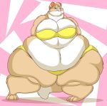  bikini callie_(codymcdowd) clothing codymcdowd domestic_cat felid feline felis female hi_res mammal morbidly_obese obese obese_female overweight overweight_female simple_background smile solo swimwear 