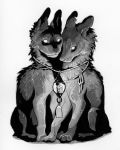  2019 ambiguous_gender canid canine duo feral lantern mammal simple_background sitting tamberella traditional_media_(artwork) white_background 