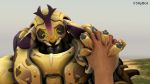  16:9 2019 3d_(artwork) 4k absurd_res blizzard_entertainment digital_media_(artwork) duo female fingers hand_holding hi_res horn looking_at_viewer machine male male/female not_furry omnic orisa_(overwatch) overwatch robot shybot smile source_filmmaker taur video_games 