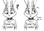  2019 ? anthro black_and_white choker confusion dialogue disney english_text female humor jewelry judy_hopps lagomorph leporid mammal meme monochrome necklace rabbit s1m simple_background solo text until_it_snaps white_background zootopia 