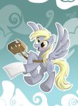  2011 amber_eyes bag blonde_hair cloud cloudscape cutie_mark derp_eyes derpy_hooves_(mlp) digital_media_(artwork) don_ko equid equine feathered_wings feathers female feral flying friendship_is_magic grey_body grey_feathers hair mail mammal my_little_pony outside pterippus sky solo wings 