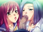  aikawa_arisa blue_hair blush censored fellatio game_cg green_eyes jewelry matsubara_takako matsubara_yui metro_chikan-sen mosaic_censoring multiple_girls necklace oral penis pink_hair saliva saliva_trail short_hair siblings sisters teamwork tongue 