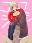  blonde_hair blue_eyes boots censored feet foot footjob pantyhose penis pixiv_thumbnail resized spiral_brain stockings 