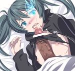  akira02 black_rock_shooter black_rock_shooter_(character) blue_eyes cum cum_in_mouth facial penis twintails 