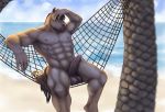  abs anthro balls beach equid equine erection hammock horse humanoid_penis looking_at_viewer male mammal muscular muscular_male nude outside palm_trees penis sand sea seaside seductive solo tree water zhaqez 