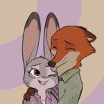  1:1 anothercolouranon anthro bodily_fluids buckteeth canid canine ciwi claws clothed clothing colored dipstick_ears disney duo ears_back ears_up eyes_closed female fox fur grey_body grey_fur hug judy_hopps lagomorph leporid licking male mammal multicolored_ears necktie nick_wilde one_eye_closed open_mouth orange_body orange_fur pivoted_ears purple_eyes rabbit red_fox shirt simple_background tears teeth tongue tongue_out topwear zootopia 