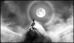  2018 detailed_background digital_media_(artwork) esk glacierdragon greyscale hi_res monochrome moon night outside sky standing star starry_sky 