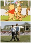  anthro barack_obama bottomless clothed clothing day disney duo felid flower grass human humor looking_down male mammal nude outside pantherine pink_nose plant pooh_bear shadow shirt shrub sky smile stripes t-shirt tiger tigger topwear tree unknown_artist ursid walking whiskers winnie_the_pooh_(franchise) xi_jinping 