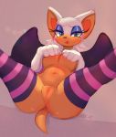  anthro anus big_ears breasts butt chiropteran clothing eyelashes eyeshadow female half-closed_eyes kolae legs_up legwear lups makeup mammal membrane_(anatomy) membranous_wings pussy rouge_the_bat solo sonic_(series) spread_legs spreading stockings thigh_highs wings 