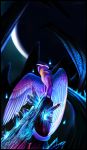  2019 absurd_res ambiguous_gender blue_hair claws cool_colors digital_media_(artwork) dragon feathered_dragon feathered_wings feathers feral fur furred_dragon glacierdragon hair hi_res sitting smile solo wings 