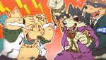  belly blush bodily_fluids canid canine canis chain crying cu_sith_(tas) dobermann domestic_dog garmr male mammal muscular muscular_male nikunabe1989 pinscher slightly_chubby tears tokyo_afterschool_summoners video_games xolotl 