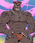  2019 abs anthro baseball_cap biceps big_muscles black_body black_fur black_nipples black_nose blue_eyes clothed clothing eyebrows felid fur grin hair hands_on_hips hat headgear headwear hi_res huge_muscles jewelry looking_at_viewer male mammal melanistic muscular muscular_male necklace nipple_piercing nipple_ring nipples pantherine pecs piercing pubes rubido_(null-ghost) smile solo speedo standing swimwear thick_eyebrows thymilph topless veiny_muscles white_hair 