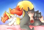  2019 5_fingers all_fours ambiguous_gender anthro bed big_butt black_body black_fur blue_background blush bodily_fluids braixen breasts butt butt_fondling butt_grab canid canine disembodied_hand duo female female/ambiguous female_focus fingers fur furniture genital_fluids hand_on_butt human hypnosis iamaneagle_(artist) inner_ear_fluff interspecies lying mammal mind_control multicolored_body multicolored_fur neck_tuft nintendo nude on_front pok&eacute;mon pok&eacute;mon_(species) pok&eacute;philia pussy pussy_juice pussy_juice_string questionable_consent raised_tail red_body red_fur red_nose simple_background smile solo_focus spread_legs spreading sweat thick_thighs tuft video_games white_body white_fur yellow_body yellow_fur 
