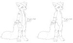  2019 4_toes anthro bottomless canid canine cigarette claws clothed clothing cybernetics digital_media_(artwork) fox full-length_portrait fur graedius_(artist) hair handpaw inked lab_coat machine male mammal nude paws portrait scalpel sigurd simple_background solo space_station_13 ss13 tired_eyes toes 