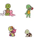  &lt;3 2019 all_fours anthro black_eyes blue_eyes clothed clothing fan_character freckles holding_object inkyfrog kneeling nude partially_colored plushie reptile rosy_cheeks scalie shell simple_background sitting solo standing teenage_mutant_ninja_turtles toy turtle white_background 