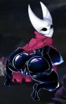  2019 absurd_res animal_humanoid areola arthropod arthropod_humanoid artist-apprentice587 big_breasts black_body black_sclera black_skin blue_nipples blush bodily_fluids bottomless breasts cloak clothed clothing featureless female flashing genital_fluids hi_res hollow_knight hornet_(hollow_knight) humanoid hymenopteran insect insect_humanoid looking_back mostly_nude nipples non-mammal_breasts outside presenting pussy solo spread_legs spreading thick_thighs video_games 