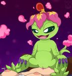  2019 avian big_eyes bird blush breast_fondling breasts chest_tuft digimon digimon_(species) duo female female/female female_on_top female_pov first_person_view flower fondling green_tail grin half-closed_eyes hand_on_breast hands_on_knees head_tuft hi_res loopy_tuberose nipples non-mammal_breasts nude on_top open_mouth owl palmon plant pollen prehensile_tail scent seductive sex simple_background smile sound_effects spread_legs spreading tailwag tongue tribadism tuft vaginal vines vorechestra 