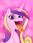  absurd_res bodily_fluids bust_portrait emu34b equid equine female friendship_is_magic hi_res hooves horn mammal mouth_shot my_little_pony portrait princess_cadance_(mlp) purple_eyes saliva simple_background solo teeth tongue tongue_out vector winged_unicorn wings 