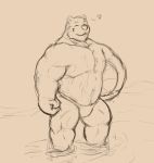  &lt;3 2019 anthro ball beach_ball clothing digital_drawing_(artwork) digital_media_(artwork) eyes_closed full-length_portrait happy hi_res male mammal mostly_nude muscular muscular_male portrait radonryu sea simple_background sketch smile solo standing thick_neck thick_thighs underwear ursid water white_background 