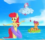  absurd_res apple_bloom_(mlp) big_breasts bikini breasts cleavage clothed clothing cloud cutie_mark_crusaders_(mlp) equid equine female friendship_is_magic hi_res horn mammal my_little_pony neko-me pterippus scootaloo_(mlp) sweetie_belle_(mlp) swimwear unicorn water wings 