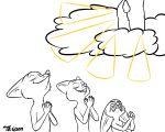  2019 5:4 anthro arctic_fox big_ears black_and_white bodily_fluids butt canid canine cloud crying disney ears_back ears_down eyes_closed female fennec finnick fox grin group humor lagomorph leporid light male mammal monochrome nick_wilde nude pivoted_ears praying rabbit scut_tail sketch skye_(zootopia) smile sunbeam sunlight tangerine_(artist) tears zootopia 