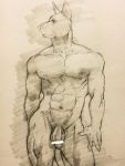  2016 5_fingers abs anthro balls biceps canid canine canis censored domestic_dog ekumaru fingers front_view half-erect humanoid_penis male mammal muscular muscular_male nipples nude pecs penis simple_background solo standing vein veiny_penis 