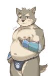  2019 absurd_res belly blush cai1448331577 canid canine canis clothing domestic_dog fundoshi hi_res japanese_clothing male mammal moritaka musclegut navel nipples pec_squeeze pecs scar slightly_chubby solo tokyo_afterschool_summoners underwear video_games 
