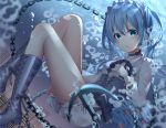  bloomers blue_eyes blue_hair blush boots bow bubbles building chain city corset cropped hatsune_miku inhoya2000 long_hair twintails underwater vocaloid water 