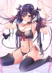  animal_ears ayuma_sayu bra cleavage nekomimi pantsu stockings string_panties tagme tail thighhighs 