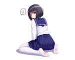  allenes black_hair blue_eyes heart original pantyhose school_uniform short_hair skirt white 