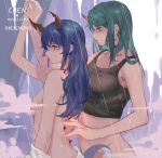  arknights censored ch&#039;en_(arknights) horns hoshiguma_(arknights) narakuuu nopan topless wet yuri 