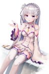  apple_ringo cleavage emilia_(re_zero) pointy_ears re_zero_kara_hajimeru_isekai_seikatsu thighhighs 