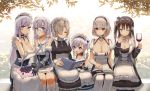  6+girls absurdres apron azur_lane bare_shoulders belchan_(azur_lane) belfast_(azur_lane) black_dress black_gloves blue_eyes book braid breasts brown_hair choker cleavage closed_mouth collar collarbone commentary_request cup detached_collar detached_sleeves dress drinking_glass edinburgh_(azur_lane) food frilled_dress frills fruit gloves grapes grey_hair hair_bun hair_over_one_eye hand_up highres holding holding_book holding_cup huge_filesize juliet_sleeves kiyosato0928 large_breasts long_hair long_sleeves looking_at_viewer maid maid_apron maid_headdress medium_breasts multiple_girls newcastle_(azur_lane) one_eye_closed open_mouth orange_eyes pantyhose plaid puffy_sleeves purple_eyes red_eyes sheffield_(azur_lane) short_hair silver_hair sirius_(azur_lane) sitting smile twin_braids white_gloves white_legwear wine_glass wing_collar 
